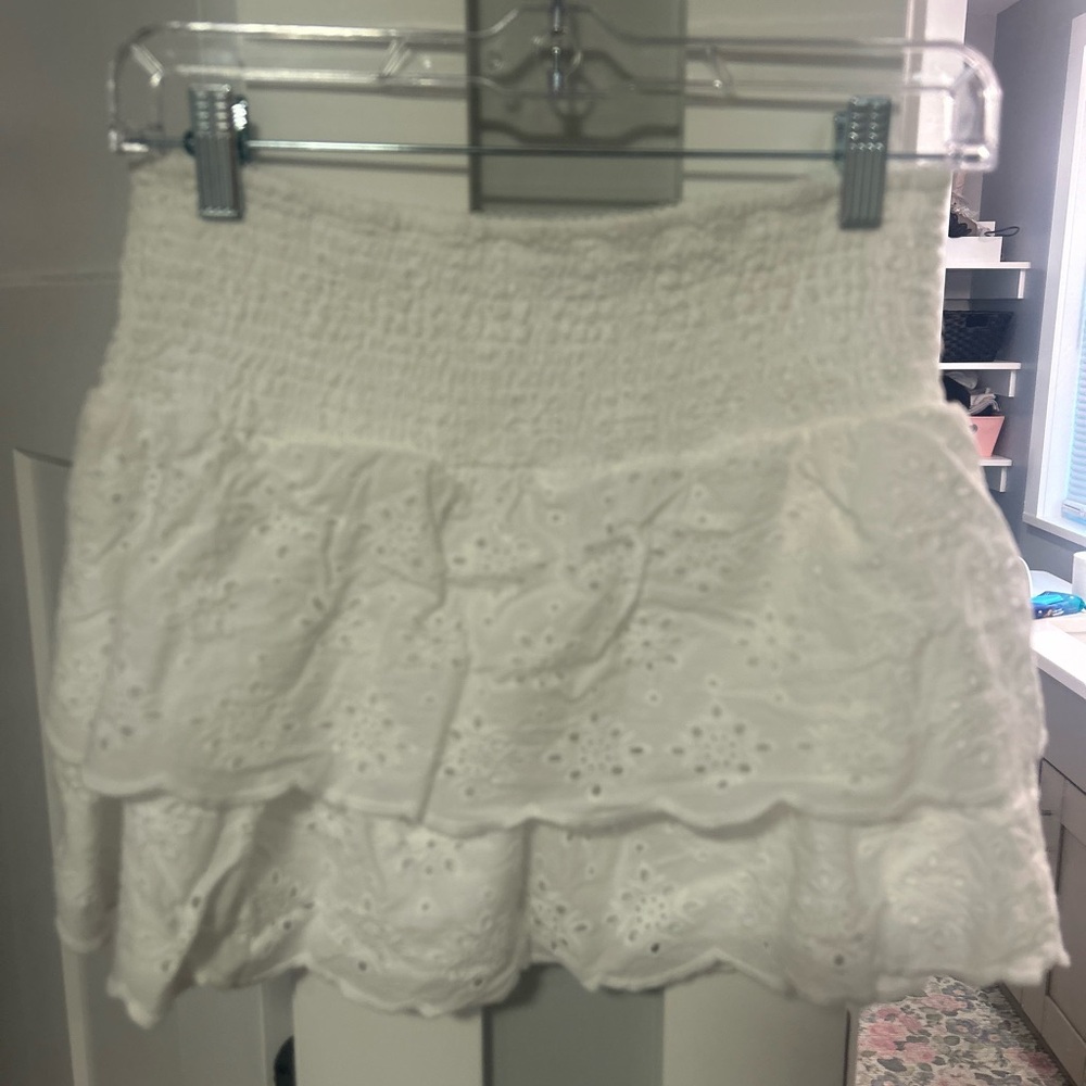 Chic White Eyelet Mini Skirt